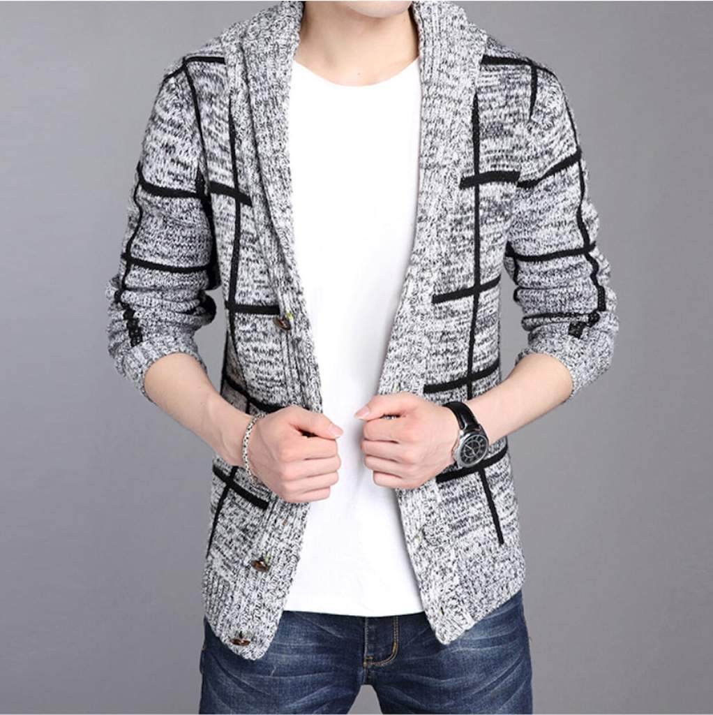 Mens Shawl Collar Gray Cardigan - Big J's Showstoppin' Store