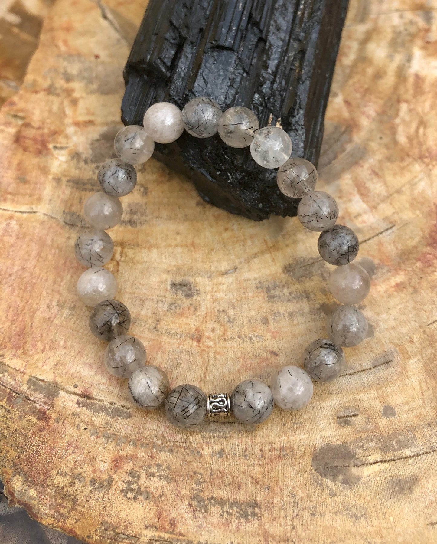 Black Tourmaline Quartz Stretch Bracelet! Natural Crystals & Handmade! - Big J's Showstoppin' Store