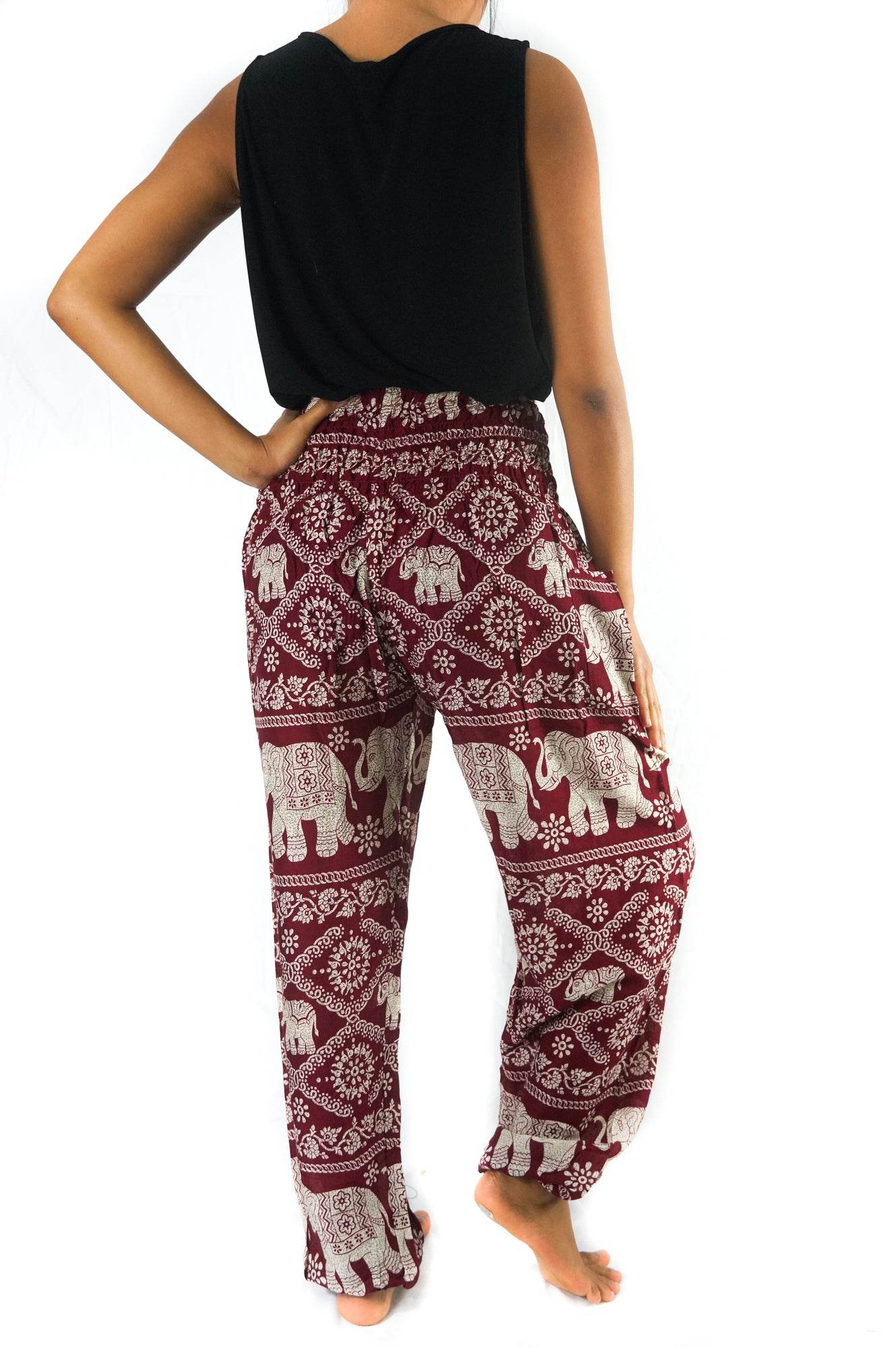 Burgundy ELEPHANT Pants Women Boho Pants Hippie Pants Yoga - Big J's Showstoppin' Store