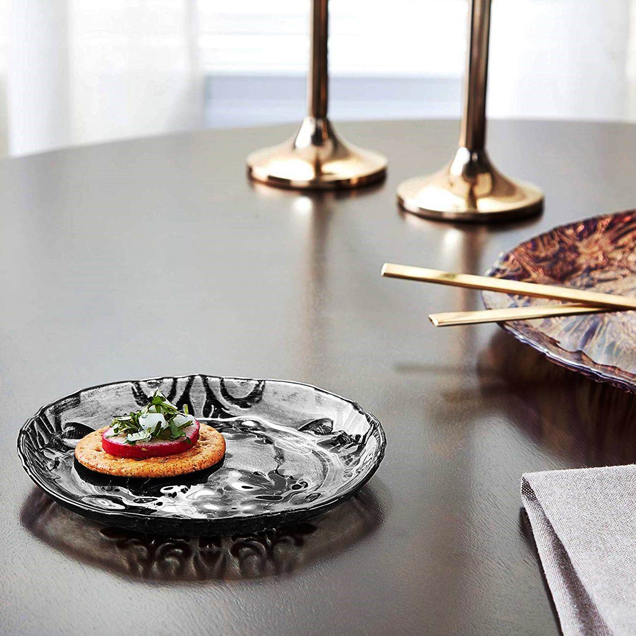 DAMASK Black Velvet Gilded Glass Canapé Plates - Big J's Showstoppin' Store