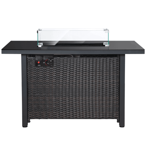 Rattan Propane Outdoor Fire Pit Table with Lid - Big J's Showstoppin' Store