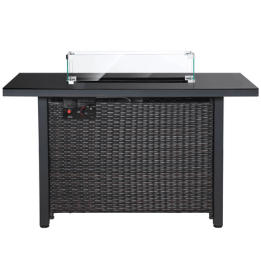 Rattan Propane Outdoor Fire Pit Table with Lid - Big J's Showstoppin' Store