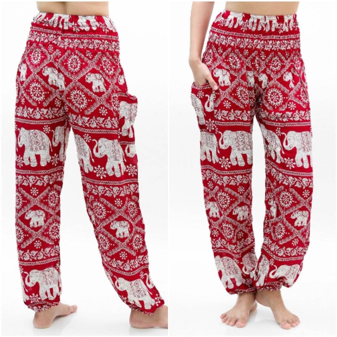 Burgundy ELEPHANT Pants Women Boho Pants Hippie Pants Yoga - Big J's Showstoppin' Store