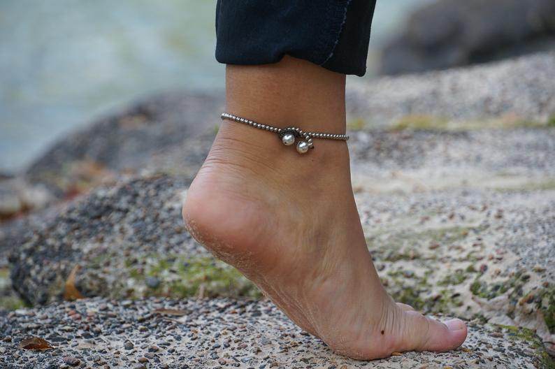 Turquoise Teardrop Bead Boho Silver Anklet - Big J's Showstoppin' Store