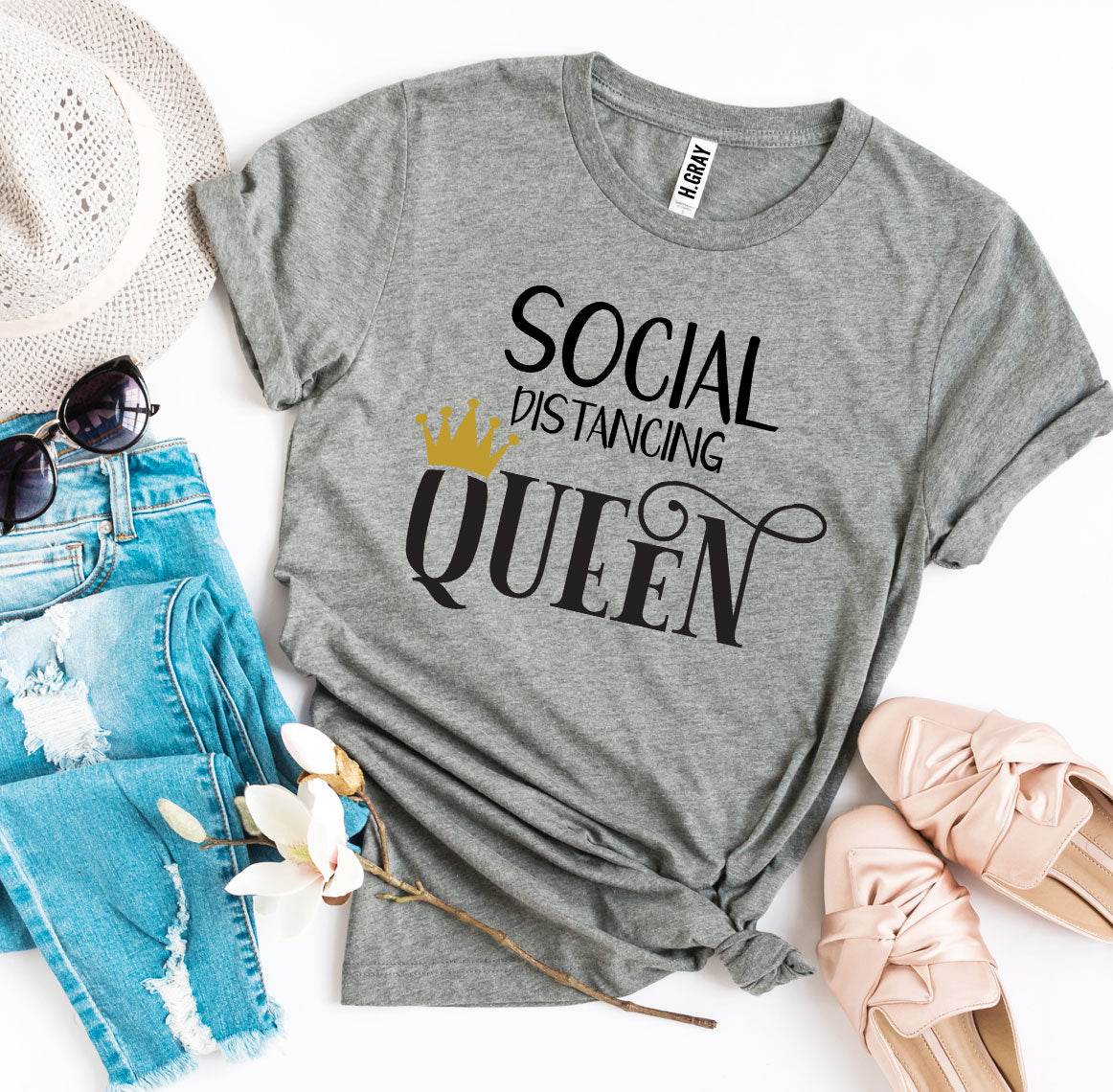 Social Distancing Queen T-shirt - Big J's Showstoppin' Store