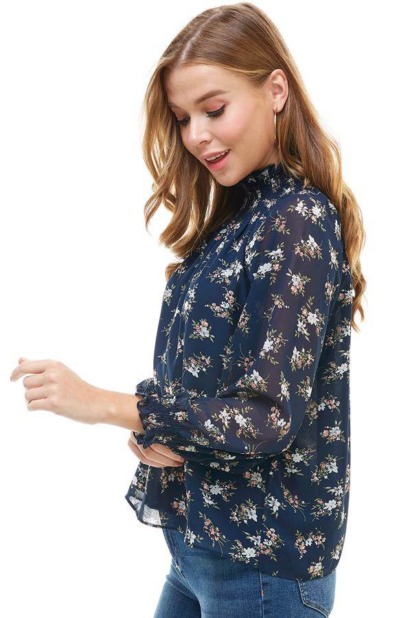 DITSY FLORAL LONG SLEEVES BLOUSE - Big J's Showstoppin' Store