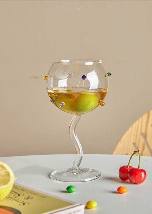 Hand Blown Rainbow Sprinkles Wine Glasses - Whimsical Dopamine - Big J's Showstoppin' Store