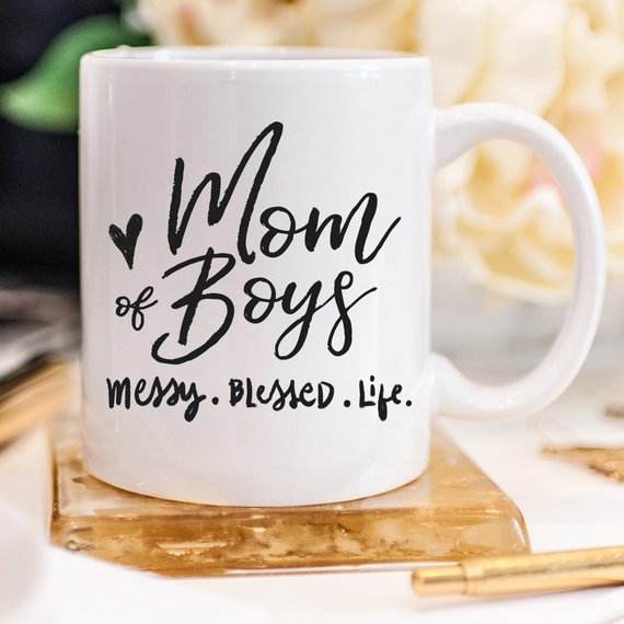 Mom Of Boys Coffee Mug, Messy. Blessed. Life. - Big J's Showstoppin' Store