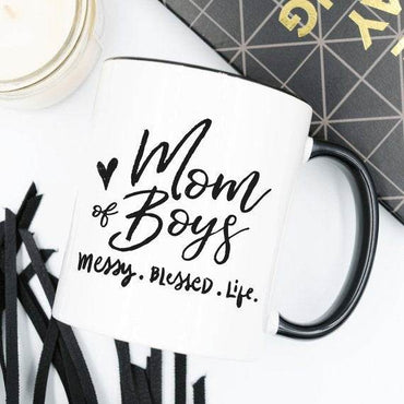 Mom Of Boys Coffee Mug, Messy. Blessed. Life. - Big J's Showstoppin' Store
