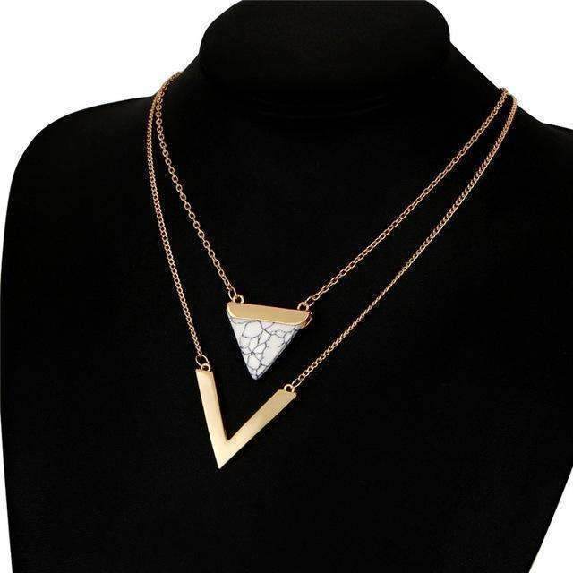 Marble Chevron Double Layer Necklace - Big J's Showstoppin' Store