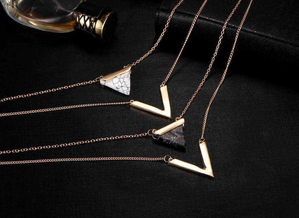 Marble Chevron Double Layer Necklace - Big J's Showstoppin' Store