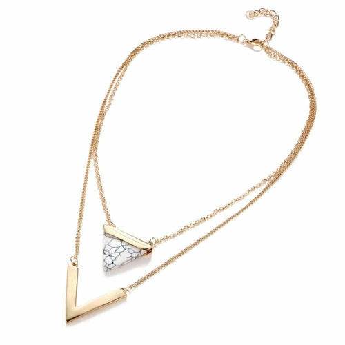 Marble Chevron Double Layer Necklace - Big J's Showstoppin' Store