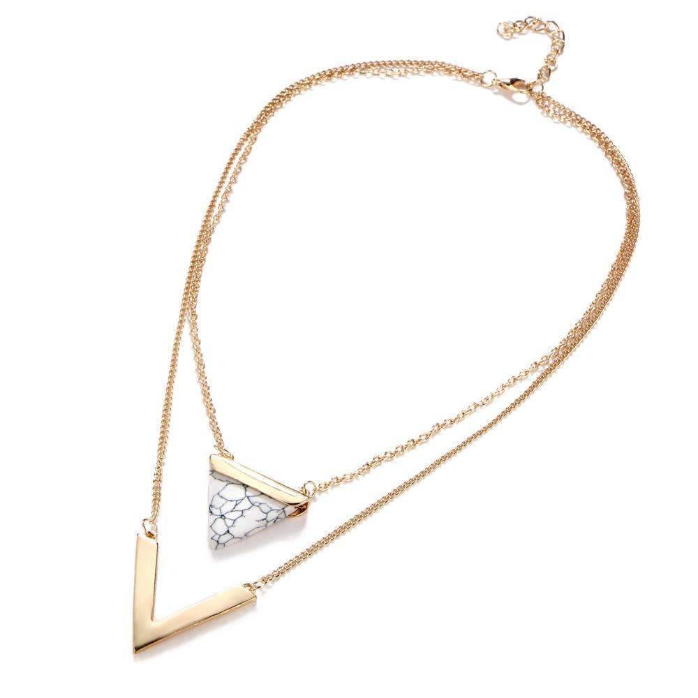 Marble Chevron Double Layer Necklace - Big J's Showstoppin' Store