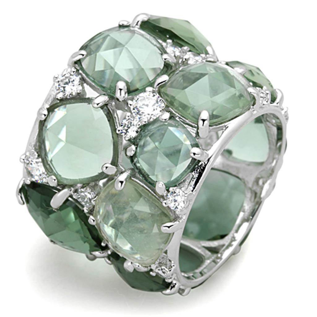 LOS764 - Rhodium 925 Sterling Silver Ring with Synthetic Synthetic - Big J's Showstoppin' Store