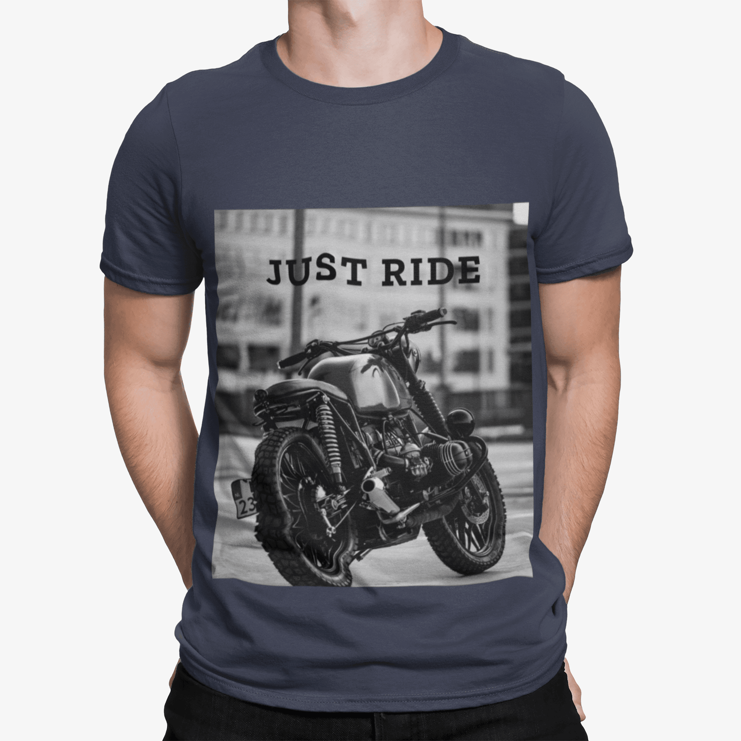 Motorcycle Just Ride Heavy Cotton T-Shirt - Big J's Showstoppin' Store