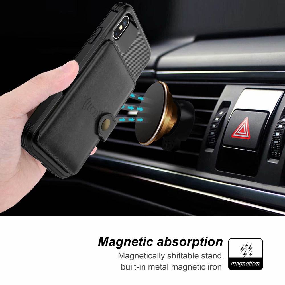 360 Protection Magnetic Leather Wallet Armor Case for iPhone - Big J's Showstoppin' Store