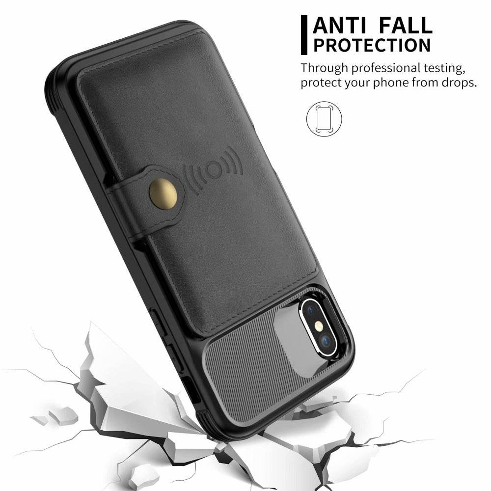 360 Protection Magnetic Leather Wallet Armor Case for iPhone - Big J's Showstoppin' Store