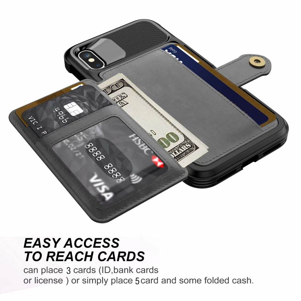 360 Protection Magnetic Leather Wallet Armor Case for iPhone - Big J's Showstoppin' Store