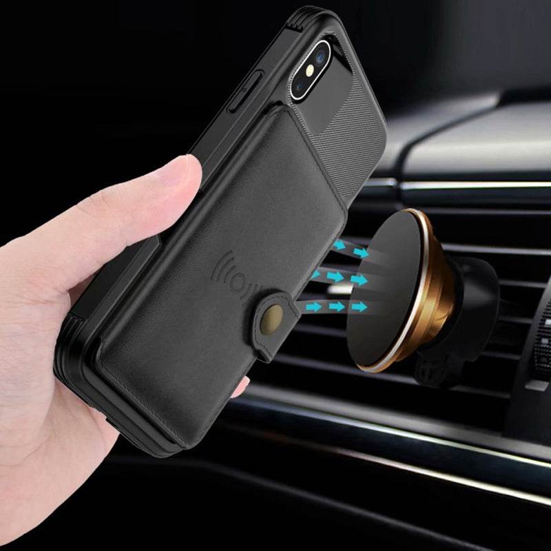 360 Protection Magnetic Leather Wallet Armor Case for iPhone - Big J's Showstoppin' Store