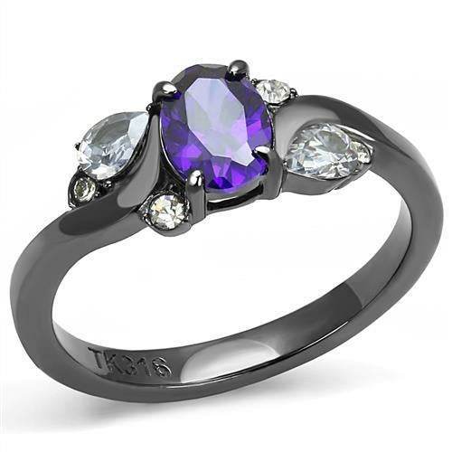 TK3169 - IP Light Black (IP Gun) Stainless Steel Ring with AAA Grade - Big J's Showstoppin' Store