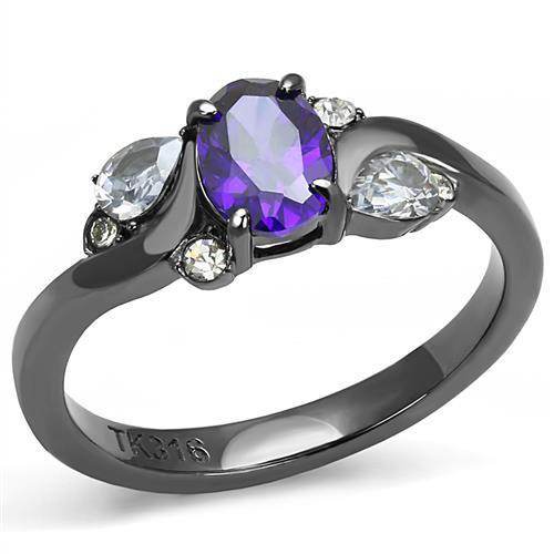 TK3169 - IP Light Black (IP Gun) Stainless Steel Ring with AAA Grade - Big J's Showstoppin' Store