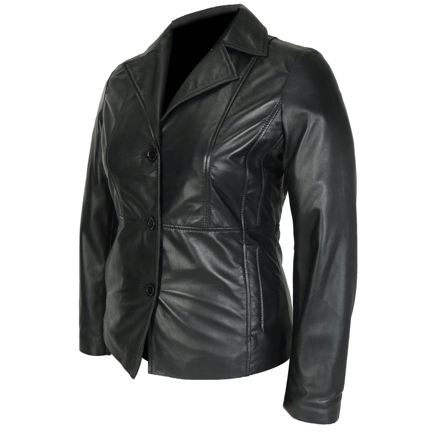 Women's Athena 3 Button Leather Coat - Big J's Showstoppin' Store