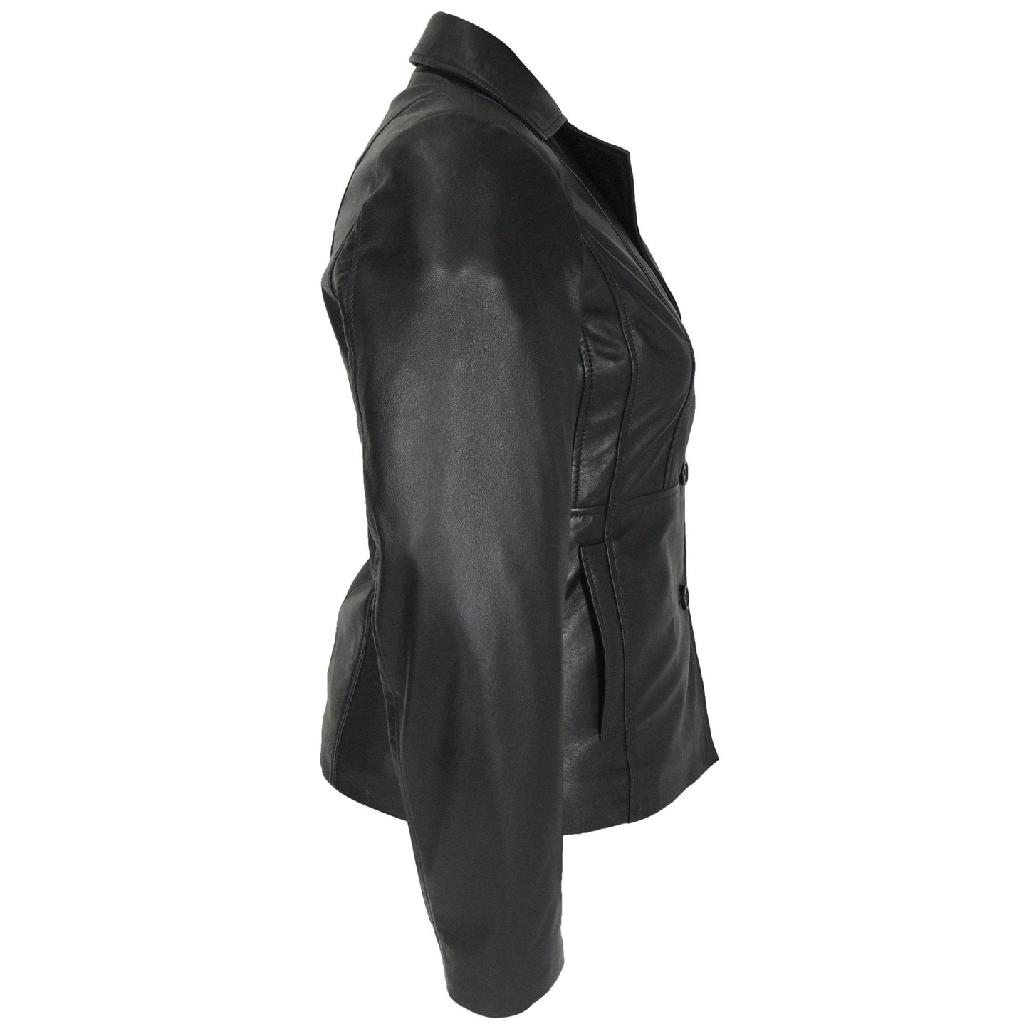 Women's Athena 3 Button Leather Coat - Big J's Showstoppin' Store