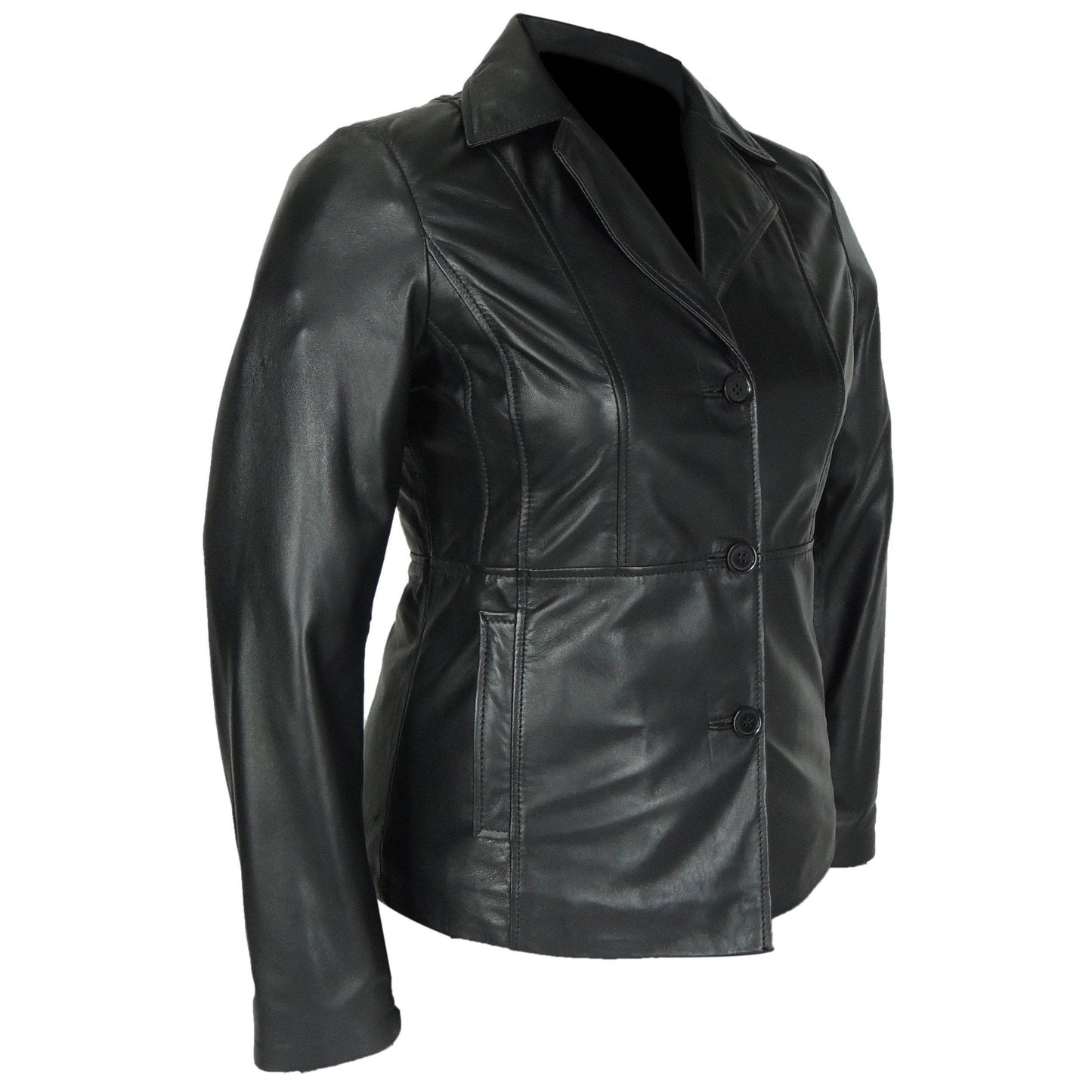 Women's Athena 3 Button Leather Coat - Big J's Showstoppin' Store