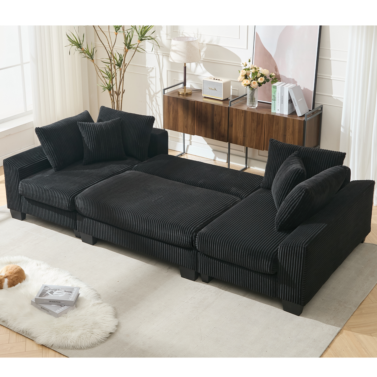 114' Sleeper Sofa,U Shaped Sofa , Pull Out Bed,Convertible Oversize 2
