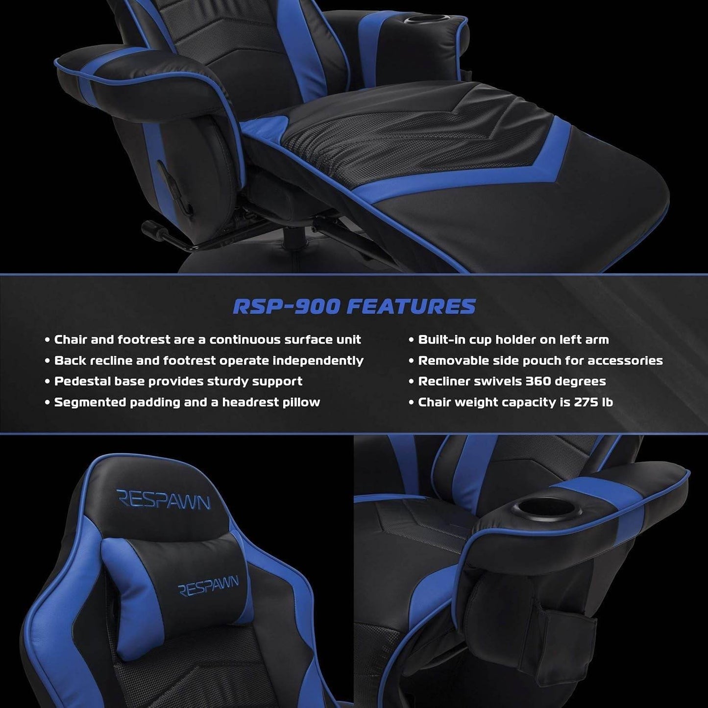 900 Gaming Recliner - Video Games Console Recliner Chair, Computer - Big J's Showstoppin' Store