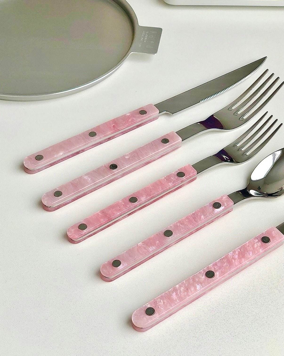 10-Pcs Sleek Modern Pinky Flatware Silverware Flatware Set - Big J's Showstoppin' Store