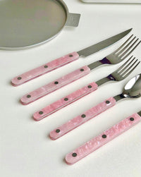 10-Pcs Sleek Modern Pinky Flatware Silverware Flatware Set - Big J's Showstoppin' Store