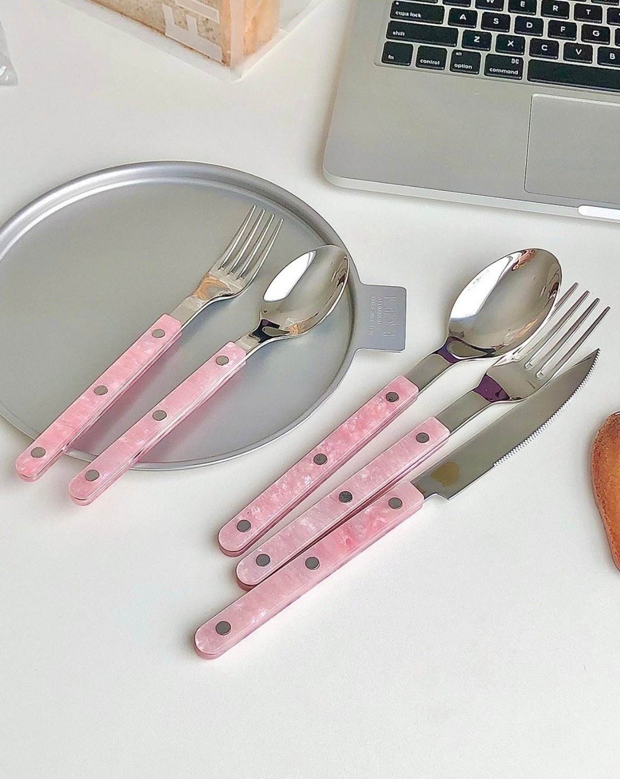 10-Pcs Sleek Modern Pinky Flatware Silverware Flatware Set - Big J's Showstoppin' Store