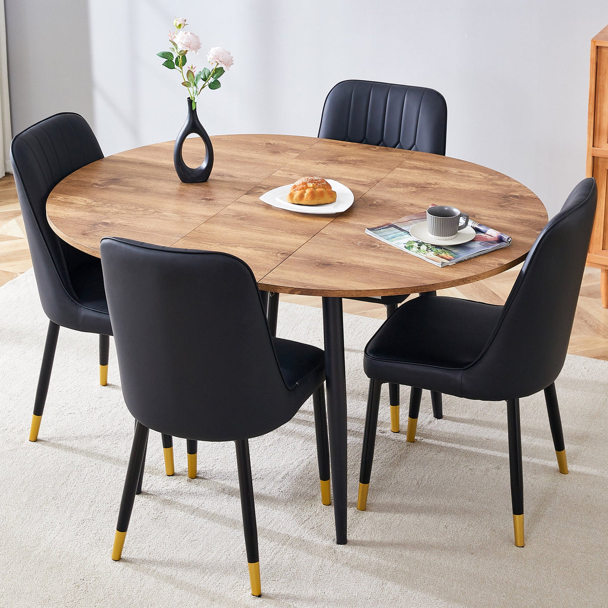 Table and chair set.Modern Extendable Wood MDF Dining Table.The table
