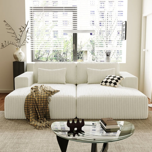 Corduroy Double Sofa Bed with 2 Pillows, Perfect for Living Rooms,