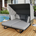 57' Outdoor Patio Daybed Rattan Daybed Outdoor Sunbed with Detachable