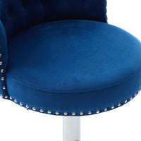 Velvet Bar Stool Set of 2, Adjustable Swivel Bar Stools with Silver