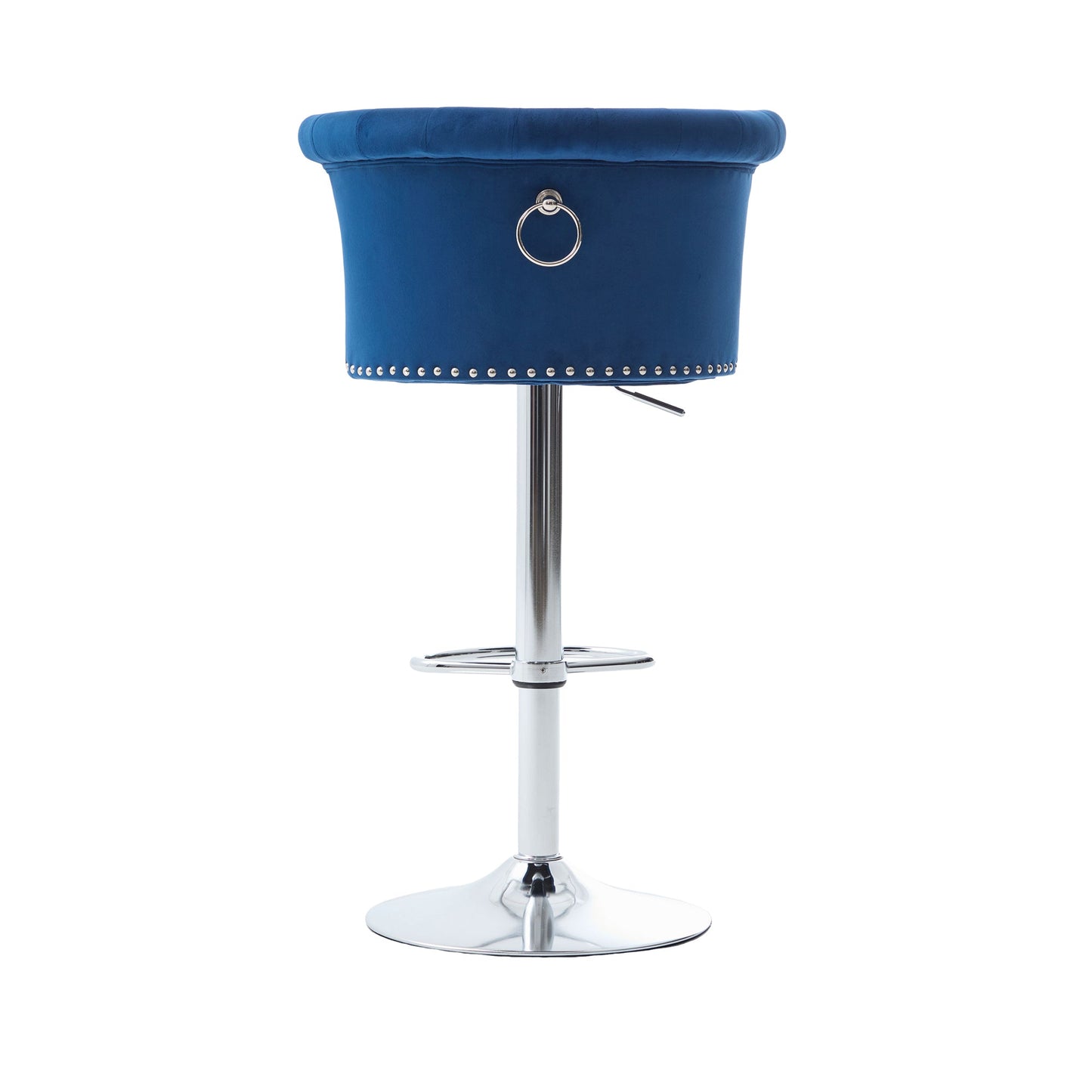 Velvet Bar Stool Set of 2, Adjustable Swivel Bar Stools with Silver