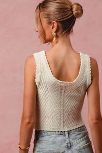 SO ME Chevron Pattern Buttoned Front Lightweight Tank Top - Big J's Showstoppin' Store