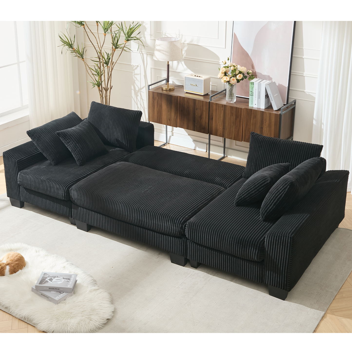 114' Sleeper Sofa,U Shaped Sofa , Pull Out Bed,Convertible Oversize 2