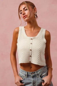 SO ME Chevron Pattern Buttoned Front Lightweight Tank Top - Big J's Showstoppin' Store
