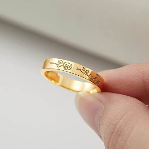 Birth Month Flowers Ring, Family Floral Ring, Gift for Mom,Mother Ring - Big J's Showstoppin' Store