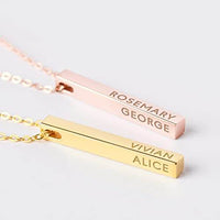 Personalized Mother Necklace, 4 Side Bar Necklace, Kids Names Necklace - Big J's Showstoppin' Store