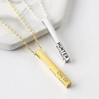 Personalized Mother Necklace, 4 Side Bar Necklace, Kids Names Necklace - Big J's Showstoppin' Store