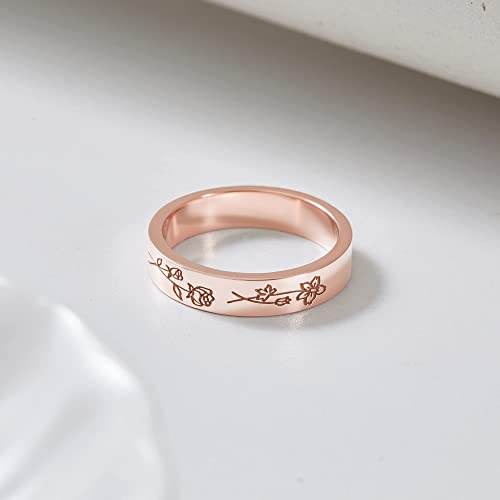 Birth Month Flowers Ring, Family Floral Ring, Gift for Mom,Mother Ring - Big J's Showstoppin' Store