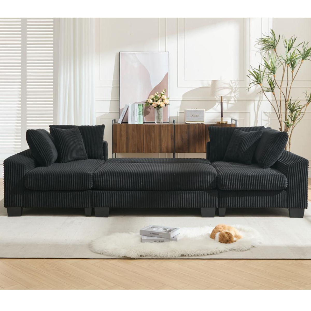 114' Sleeper Sofa,U Shaped Sofa , Pull Out Bed,Convertible Oversize 2