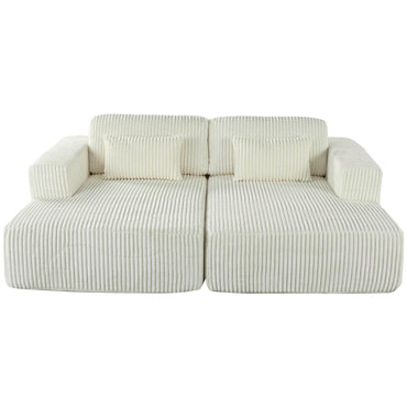 Corduroy Double Sofa Bed with 2 Pillows, Perfect for Living Rooms,