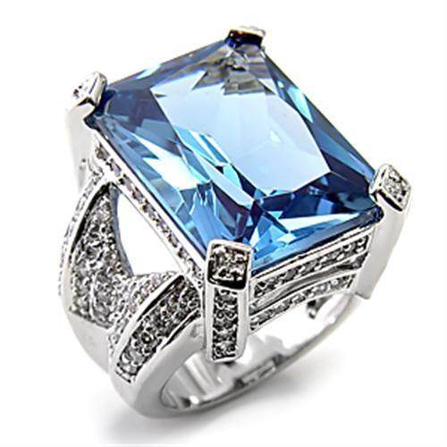 7X315 - Rhodium 925 Sterling Silver Ring with AAA Grade CZ Spinel in L - Big J's Showstoppin' Store