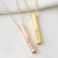 Personalized Mother Necklace, 4 Side Bar Necklace, Kids Names Necklace - Big J's Showstoppin' Store