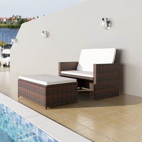2 Piece Garden Lounge Set with Cushions Poly Rattan Gray - Big J's Showstoppin' Store